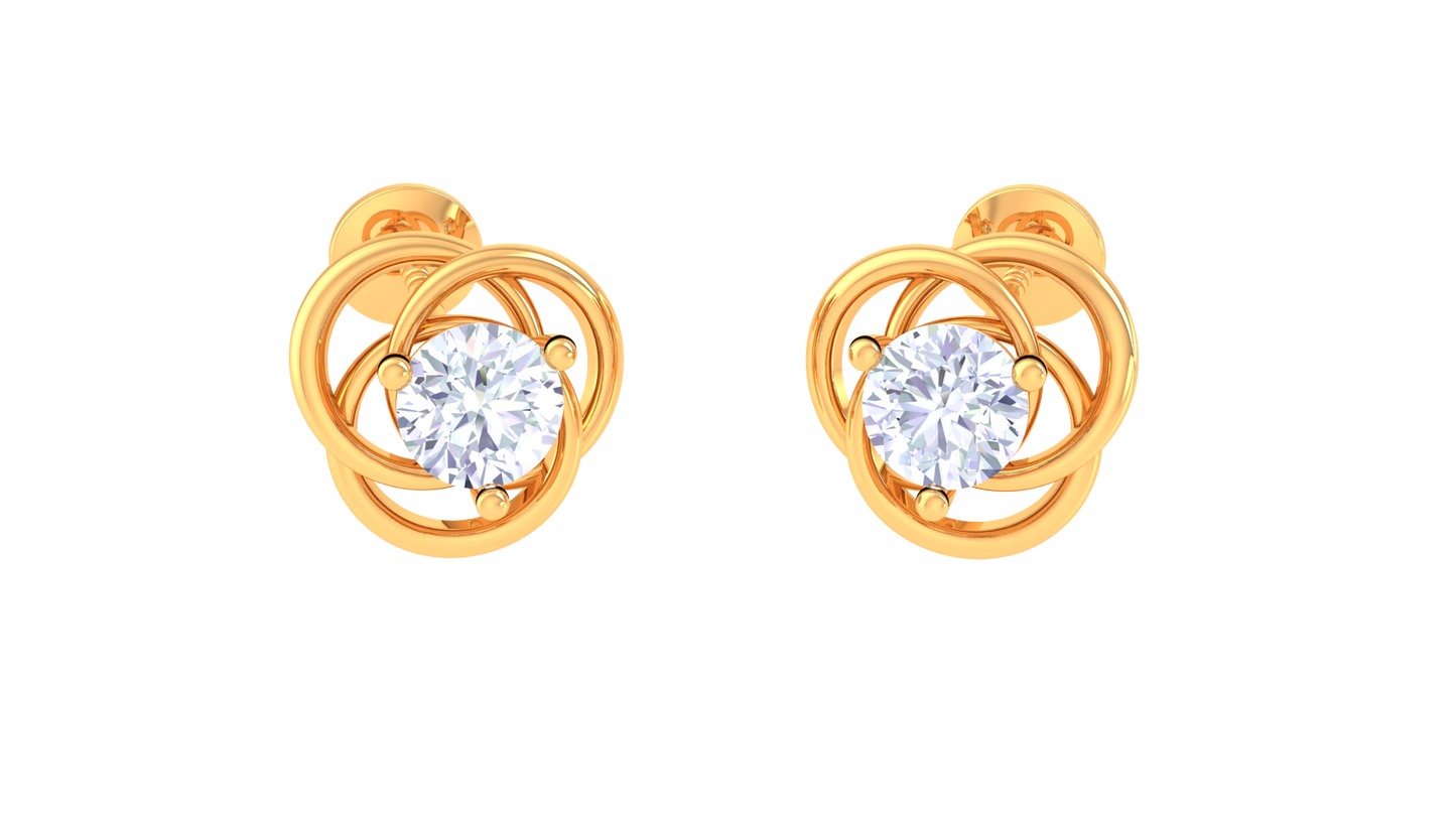 Rounded Halo Twest Diaamond  Stud Earrings - 0.38 Ct