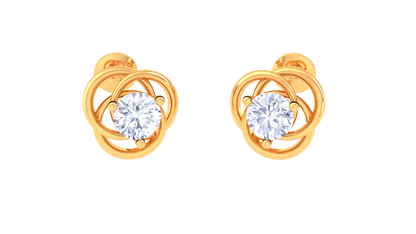 Rounded Halo Twest Diaamond  Stud Earrings - 0.38 Ct