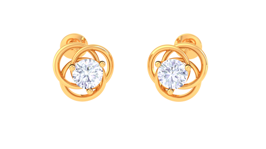 Rounded Halo Twest Diaamond  Stud Earrings - 0.38 Ct
