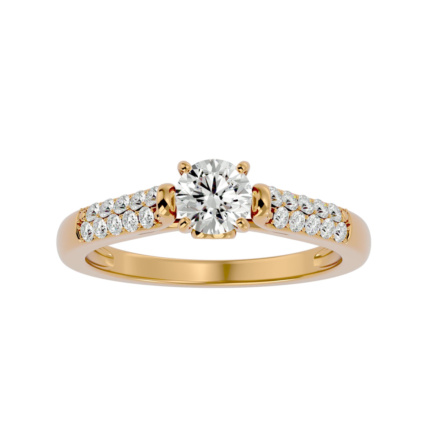 Iconique Beautiful Solitaire Band- 0.69 Ct Round Diamond Gold Ring