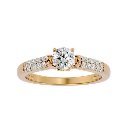 Iconique Beautiful Solitaire Band- 0.69 Ct Round Diamond Gold Ring