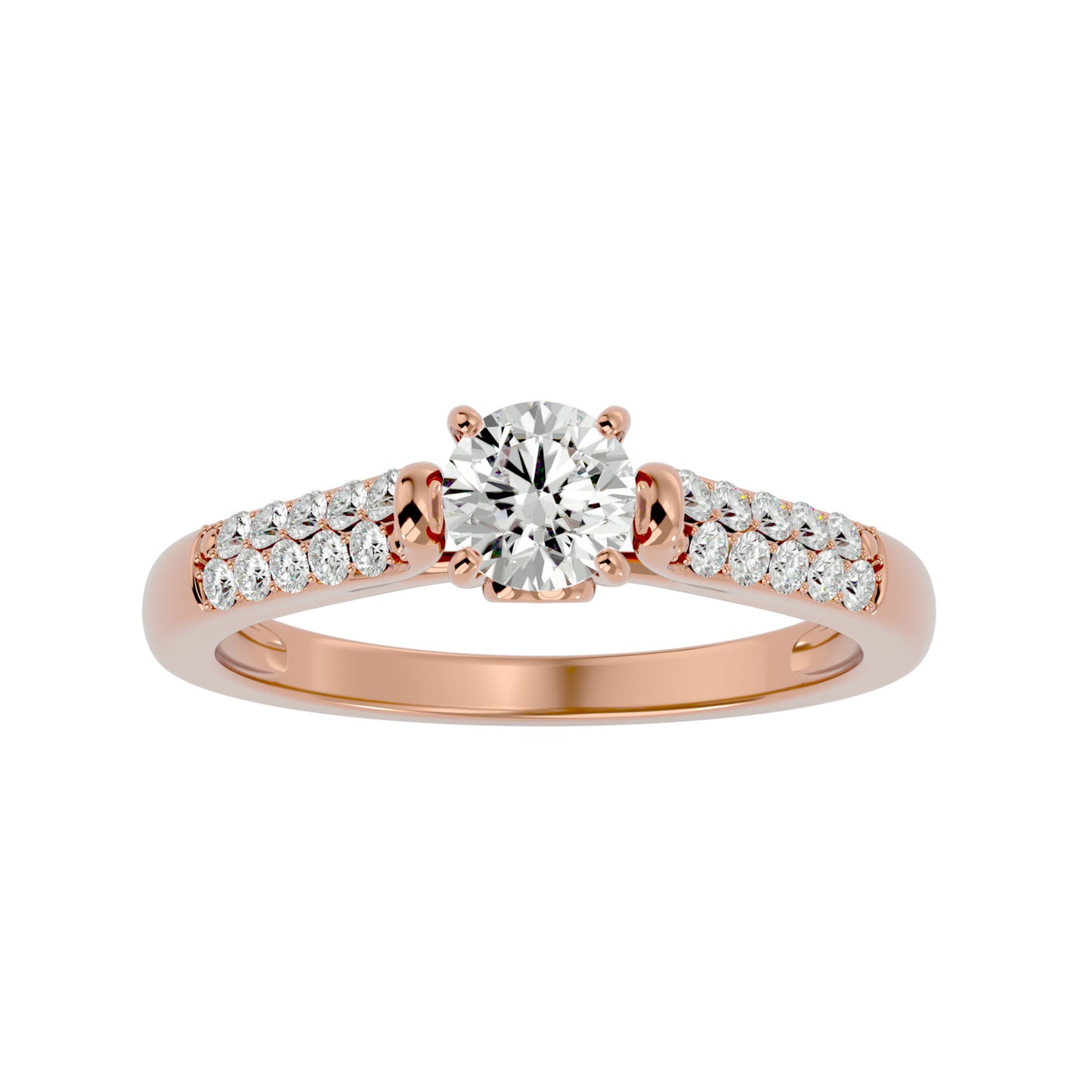Iconique Beautiful Solitaire Band- 0.69 Ct Round Diamond Gold Ring