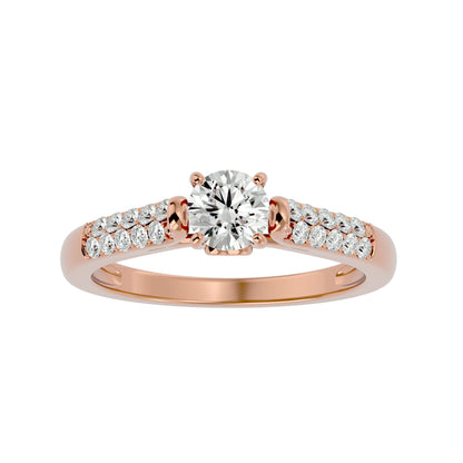 Iconique Beautiful Solitaire Band- 0.69 Ct Round Diamond Gold Ring