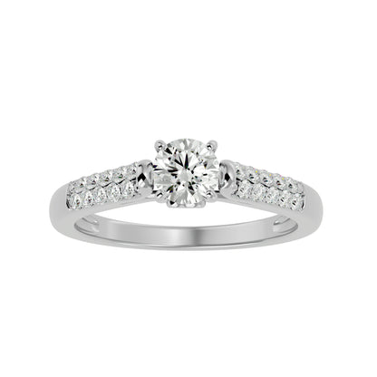 Iconique Beautiful Solitaire Band- 0.69 Ct Round Diamond Gold Ring