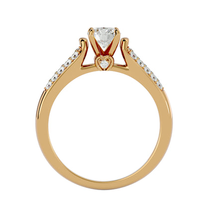 Iconique Beautiful Solitaire Band- 0.69 Ct Round Diamond Gold Ring