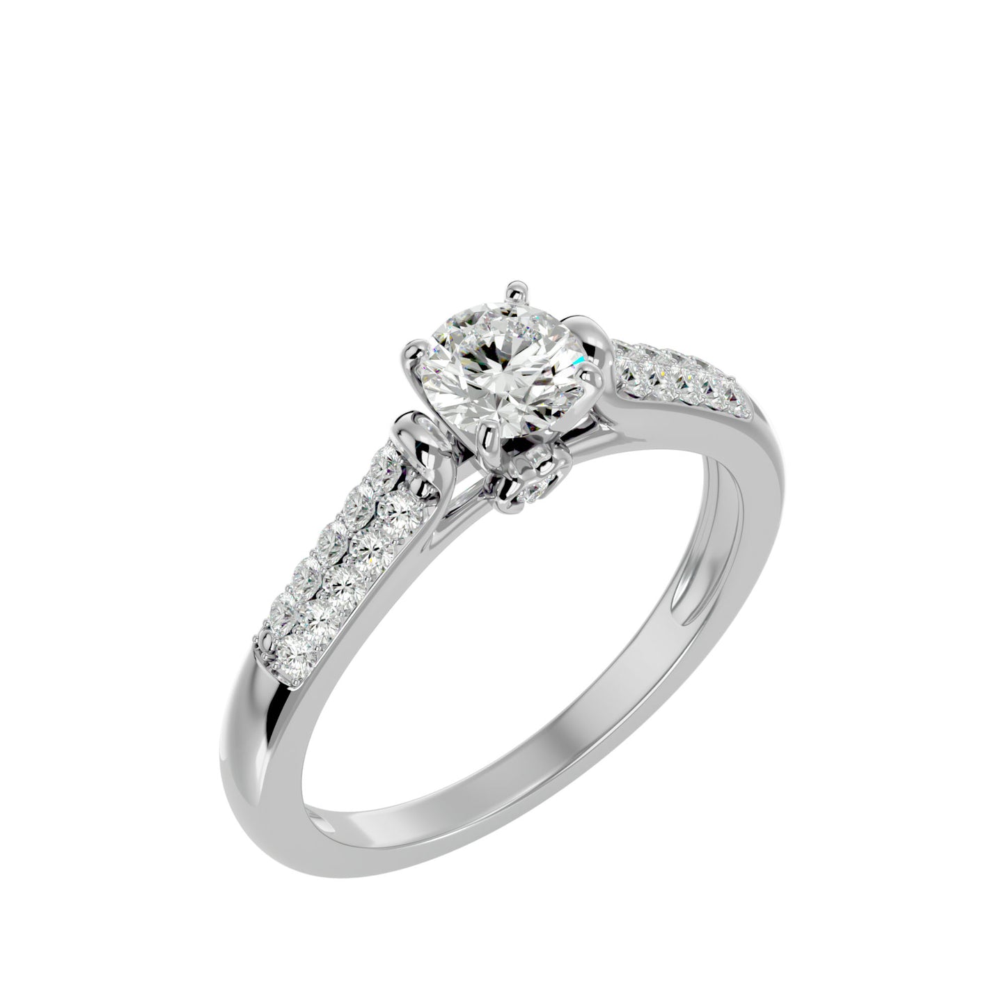 Iconique Beautiful Solitaire Band- 0.69 Ct Round Diamond Gold Ring