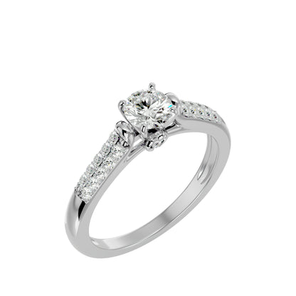 Iconique Beautiful Solitaire Band- 0.69 Ct Round Diamond Gold Ring