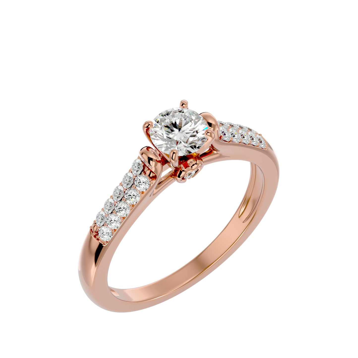 Iconique Beautiful Solitaire Band- 0.69 Ct Round Diamond Gold Ring
