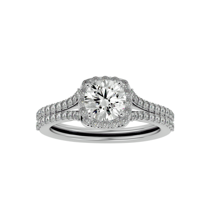 Lumière Beautiful Halo- 1.01 Ct Round Diamond Gold RIng