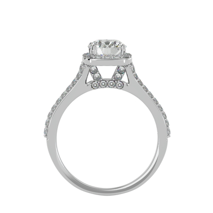 Lumière Beautiful Halo- 1.01 Ct Round Diamond Gold RIng