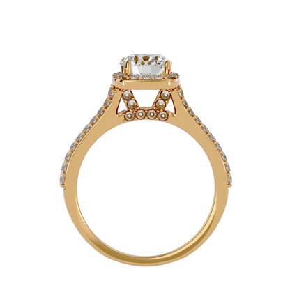 Lumière Beautiful Halo- 1.01 Ct Round Diamond Gold RIng