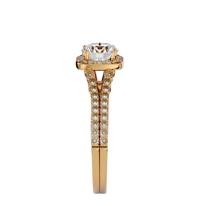 Lumière Beautiful Halo- 1.01 Ct Round Diamond Gold RIng