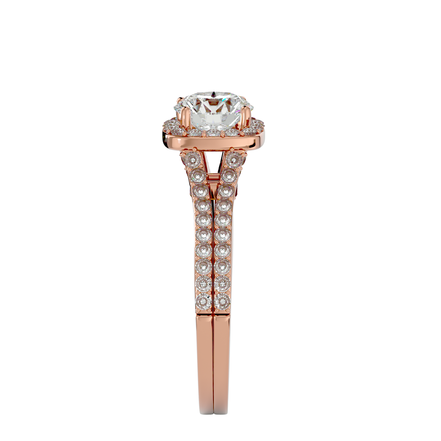 Lumière Beautiful Halo- 1.01 Ct Round Diamond Gold RIng