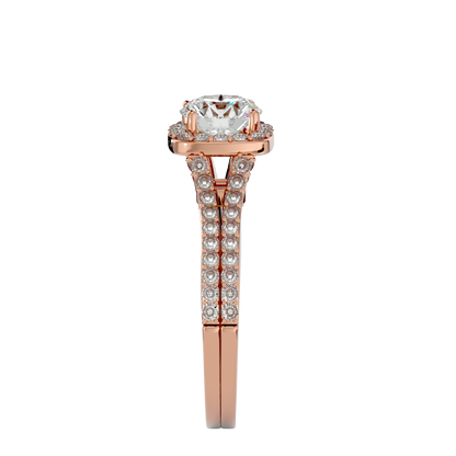 Lumière Beautiful Halo- 1.01 Ct Round Diamond Gold RIng