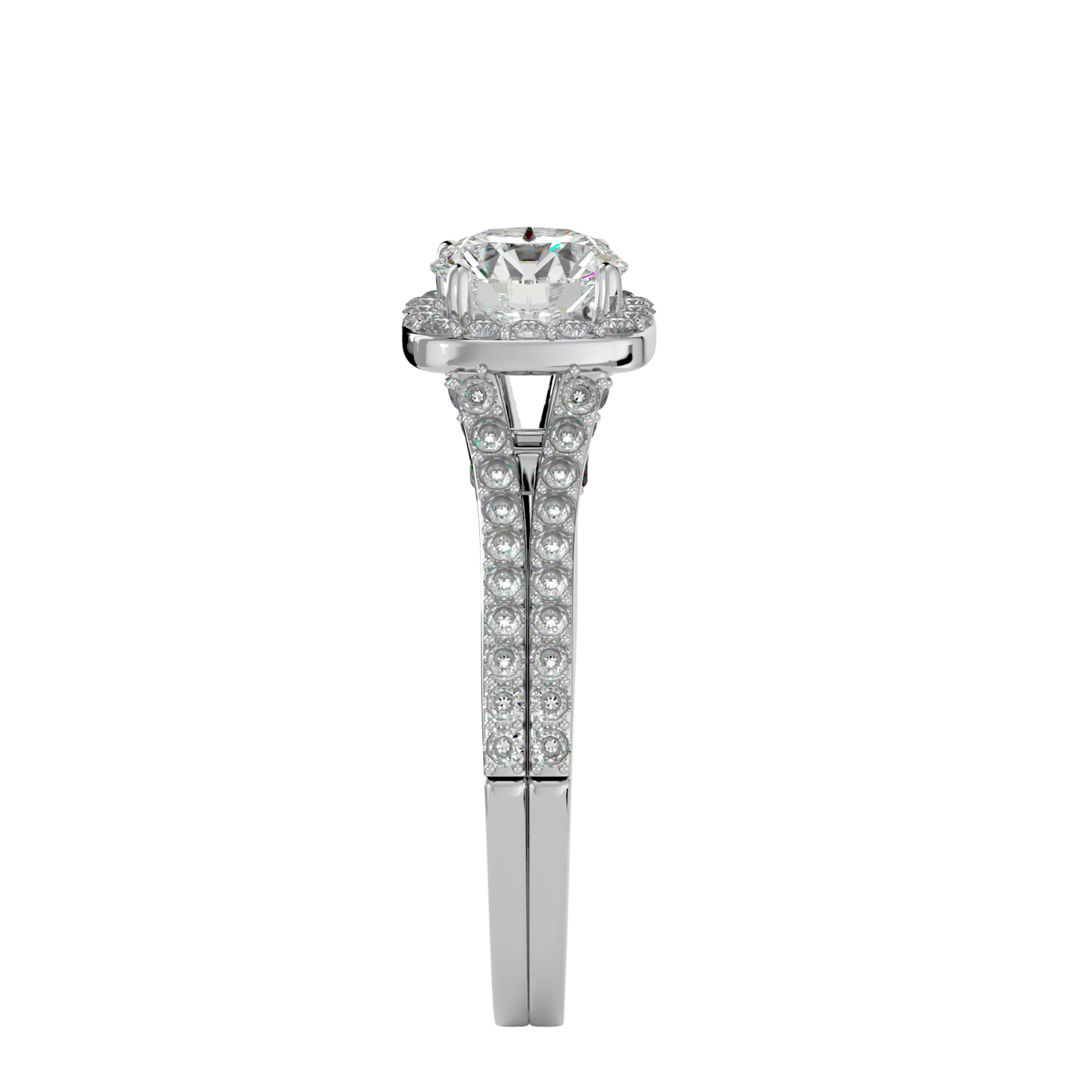 Lumière Beautiful Halo- 1.01 Ct Round Diamond Gold RIng