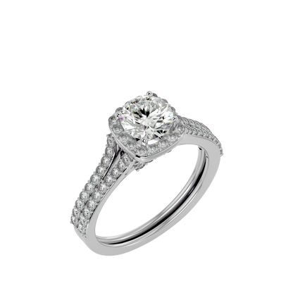 Lumière Beautiful Halo- 1.01 Ct Round Diamond Gold RIng