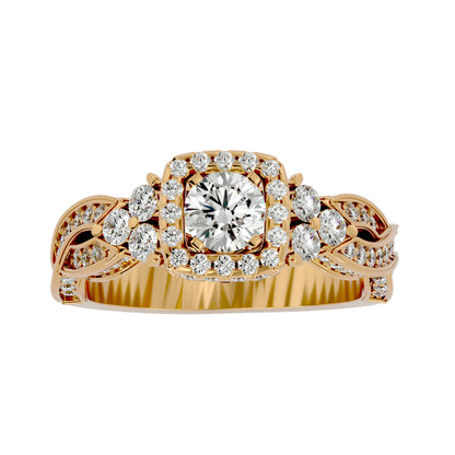 Lumière Beautiful Halo-1.32 Ct Round Diamond Gold Ring