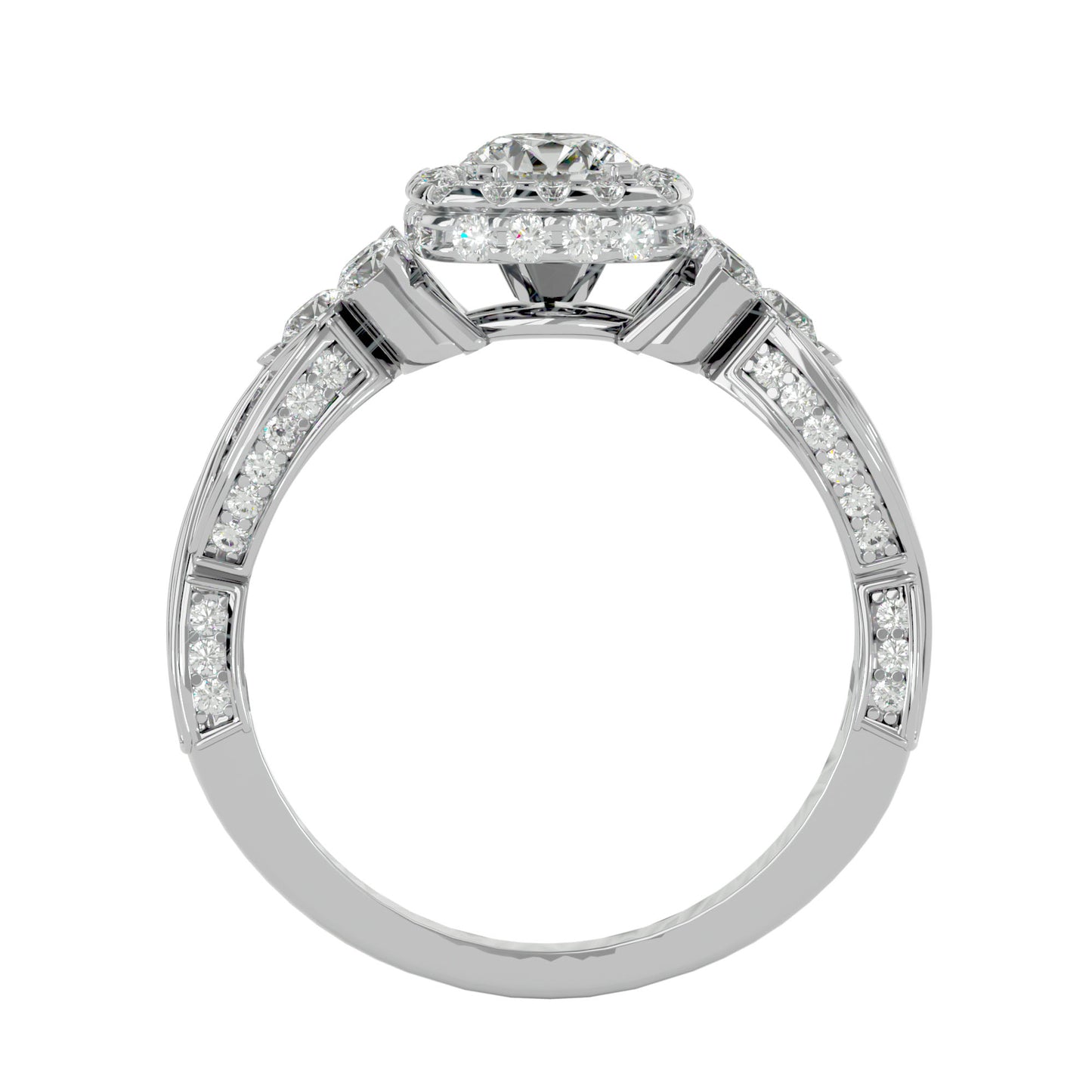 Lumière Beautiful Halo-1.32 Ct Round Diamond Gold Ring