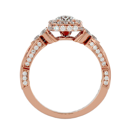 Lumière Beautiful Halo-1.32 Ct Round Diamond Gold Ring