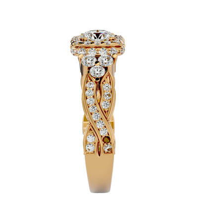 Lumière Beautiful Halo-1.32 Ct Round Diamond Gold Ring