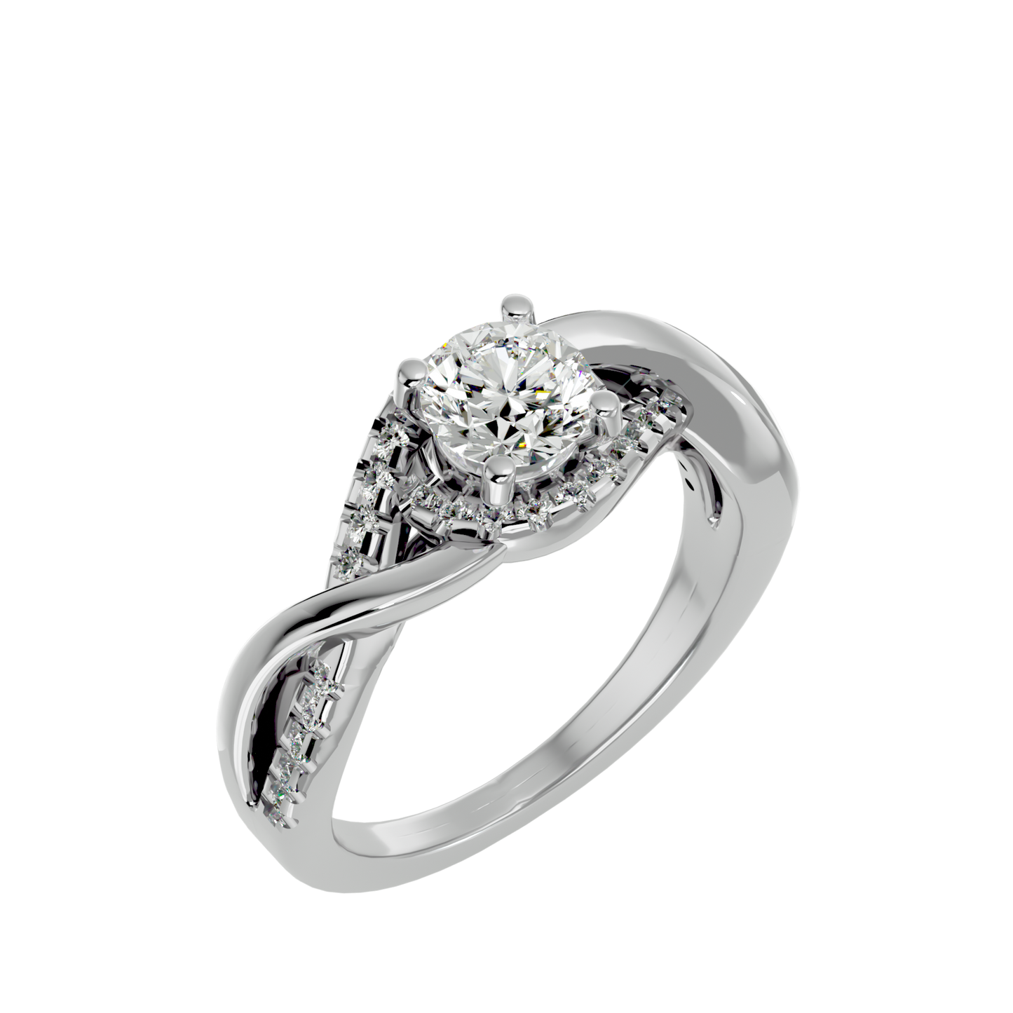 Lumiere Starlight Solitaire Ring In White Gold   –  1.29 Ct Round Diamonds