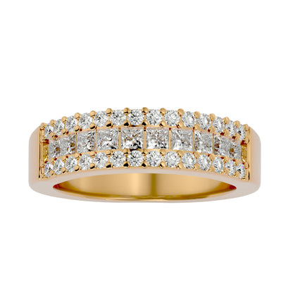 Lumière Beautiful Band- 1.1 Ct Round Diamond Gold Ring