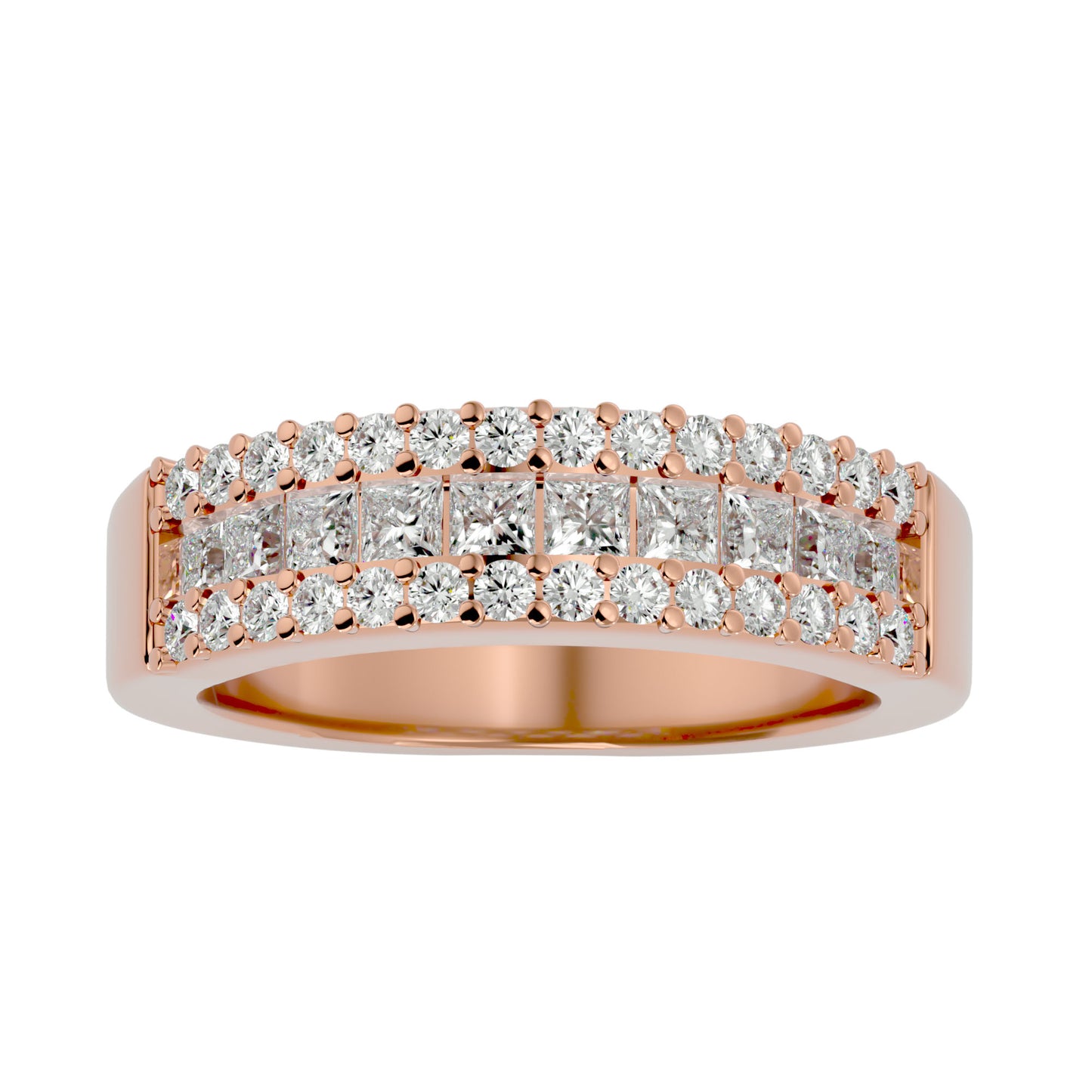 Lumière Beautiful Band- 1.1 Ct Round Diamond Gold Ring