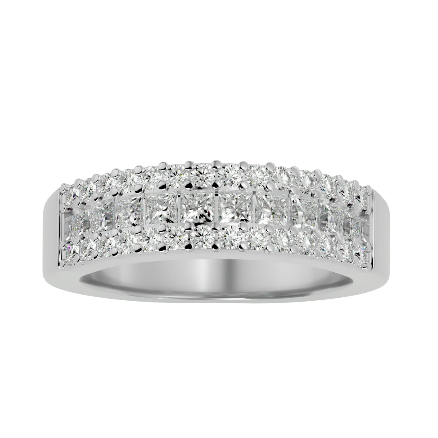 Lumière Beautiful Band- 1.1 Ct Round Diamond Gold Ring