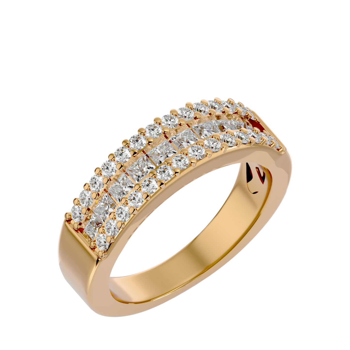 Lumière Beautiful Band- 1.1 Ct Round Diamond Gold Ring