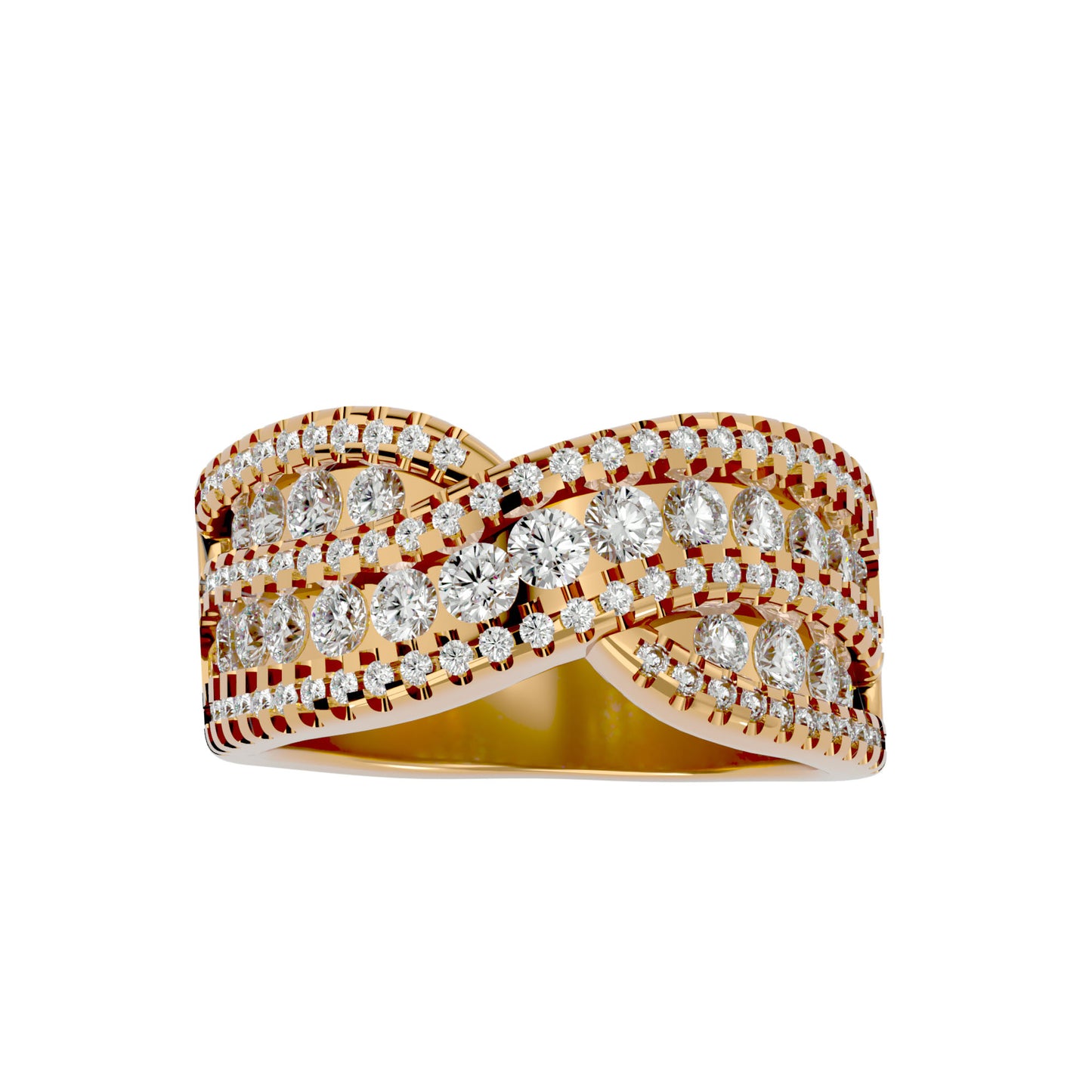Lumière Beautiful Band- 1.26 Ct Round Diamond Gold Ring