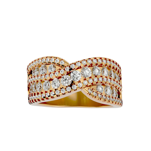 Lumière Beautiful Band- 1.26 Ct Round Diamond Gold Ring