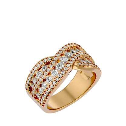 Lumière Beautiful Band- 1.26 Ct Round Diamond Gold Ring