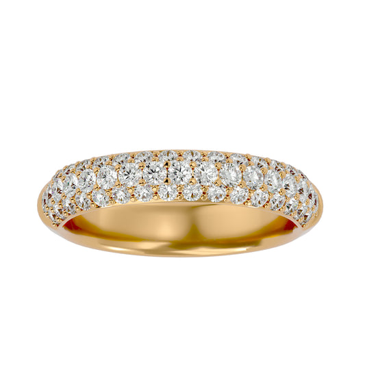 0.93ct Diamond Wedding Band in Yellow Gold with Triple Row Pavé Setting