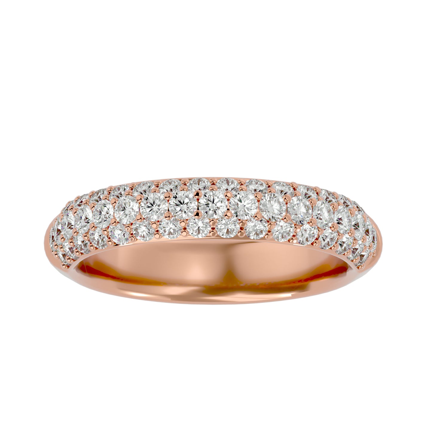 0.93ct Diamond Wedding Band in Yellow Gold with Triple Row Pavé Setting