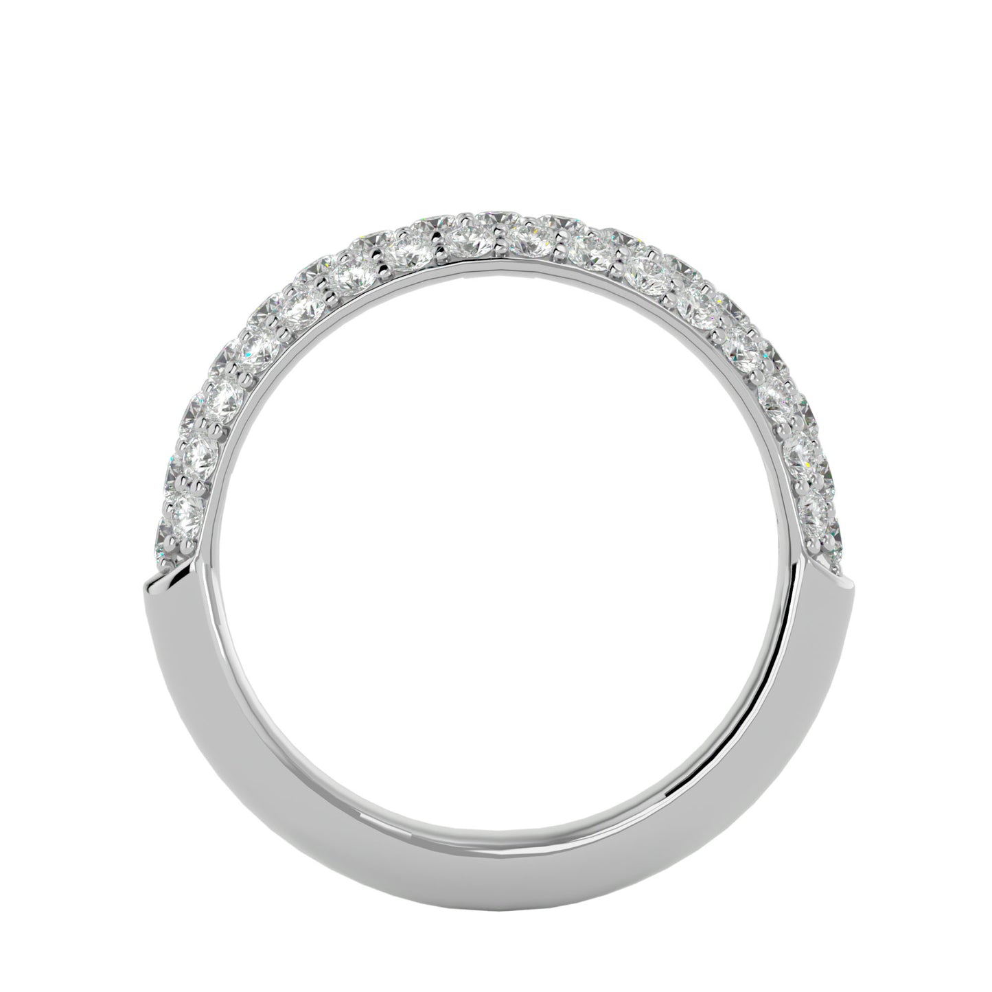 0.93ct Diamond Wedding Band in Yellow Gold with Triple Row Pavé Setting