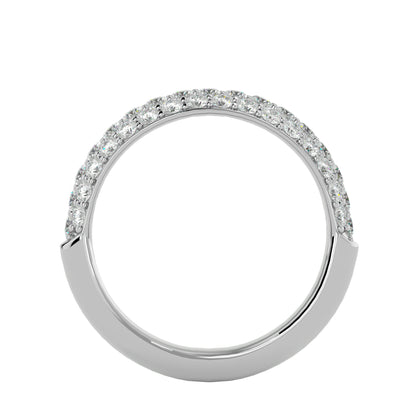 0.93ct Diamond Wedding Band in Yellow Gold with Triple Row Pavé Setting