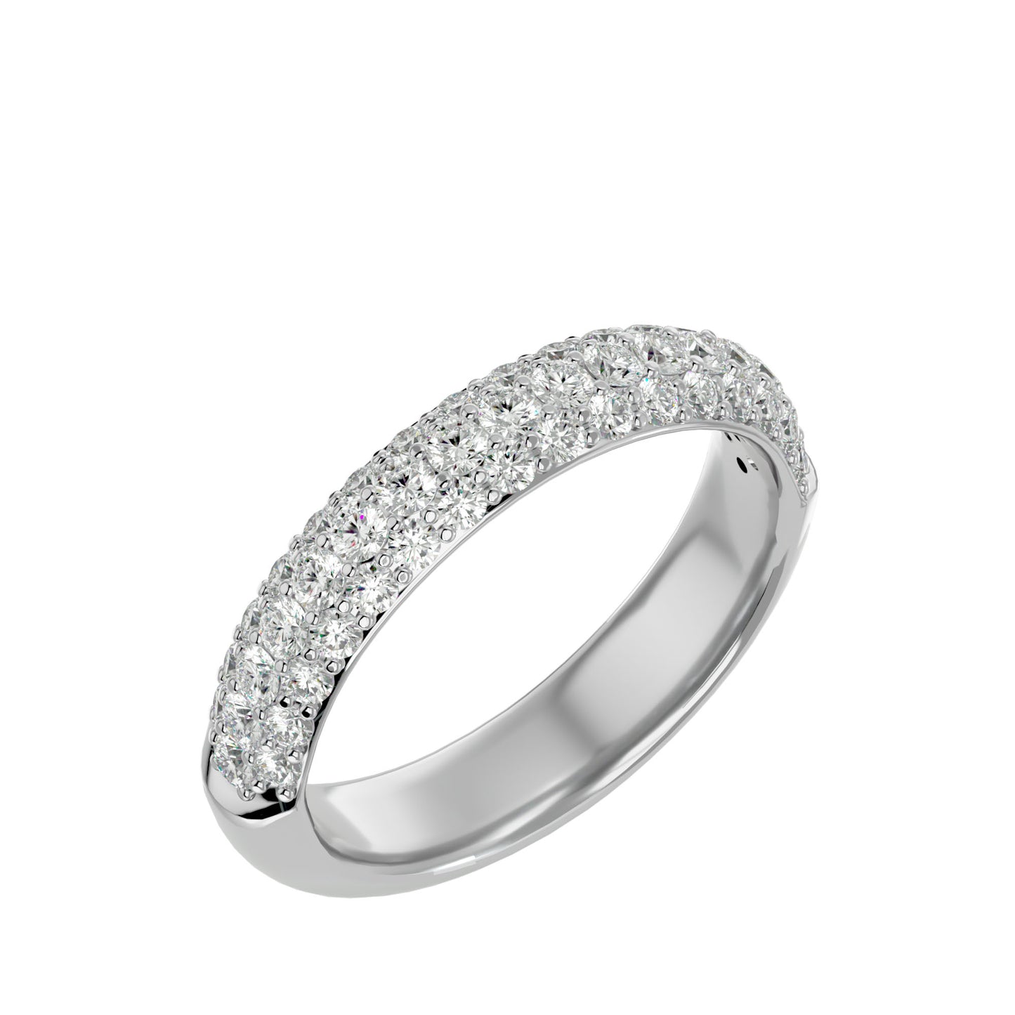 0.93ct Diamond Wedding Band in Yellow Gold with Triple Row Pavé Setting