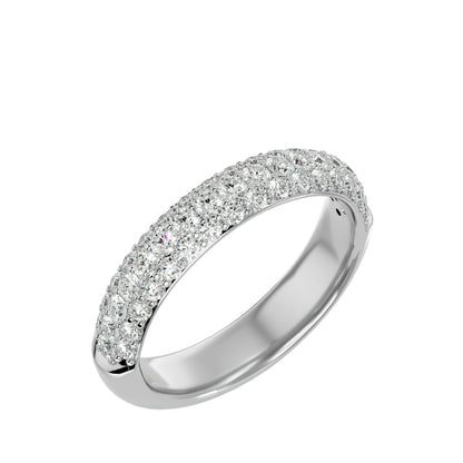 0.93ct Diamond Wedding Band in Yellow Gold with Triple Row Pavé Setting