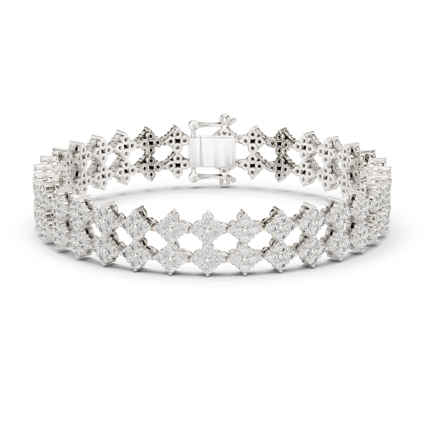 5.12CTW Wide Floral Lattice Diamond Bracelet in Yellow Gold