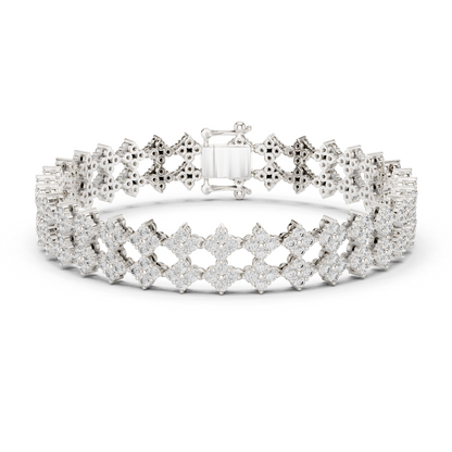 5.12CTW Wide Floral Lattice Diamond Bracelet in Yellow Gold