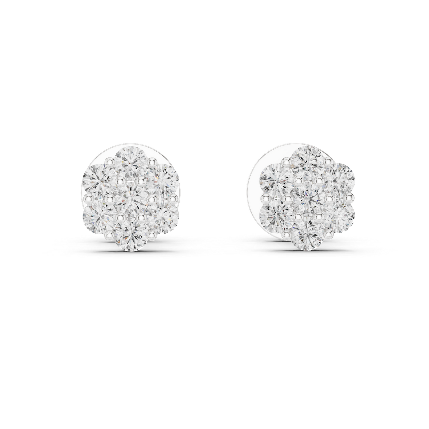 0.42ctw Round Diamond Flower Cluster Stud Earrings - Solid Gold