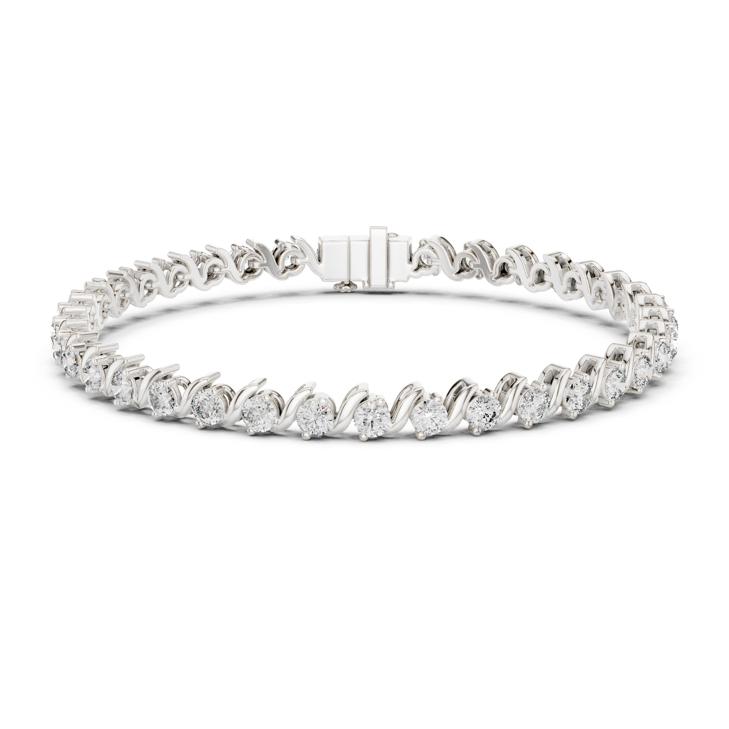 3.6CTW Round Diamond S-Link Swirl Bracelet - Yellow Gold