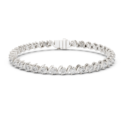 3.6CTW Round Diamond S-Link Swirl Bracelet - Yellow Gold