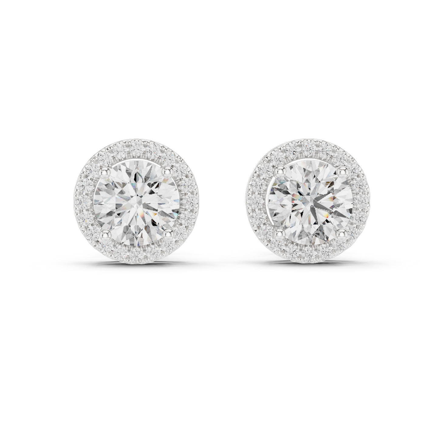 2.9ctw Round Diamond Classic Halo Stud Earrings - Yellow Gold