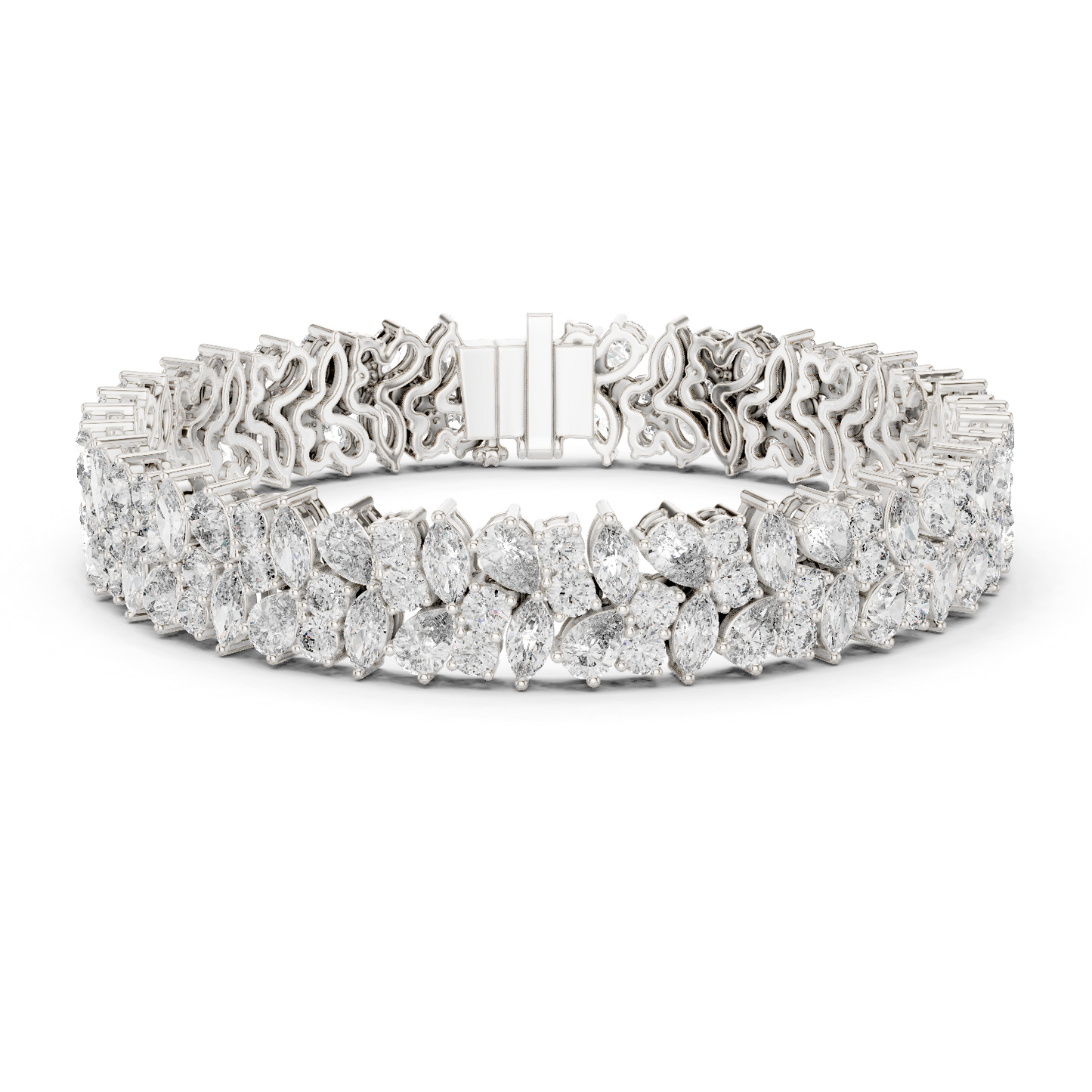 The Botanical Brilliance: Yellow Gold Multi-Shape Diamond "Wildflower" Bracelet
