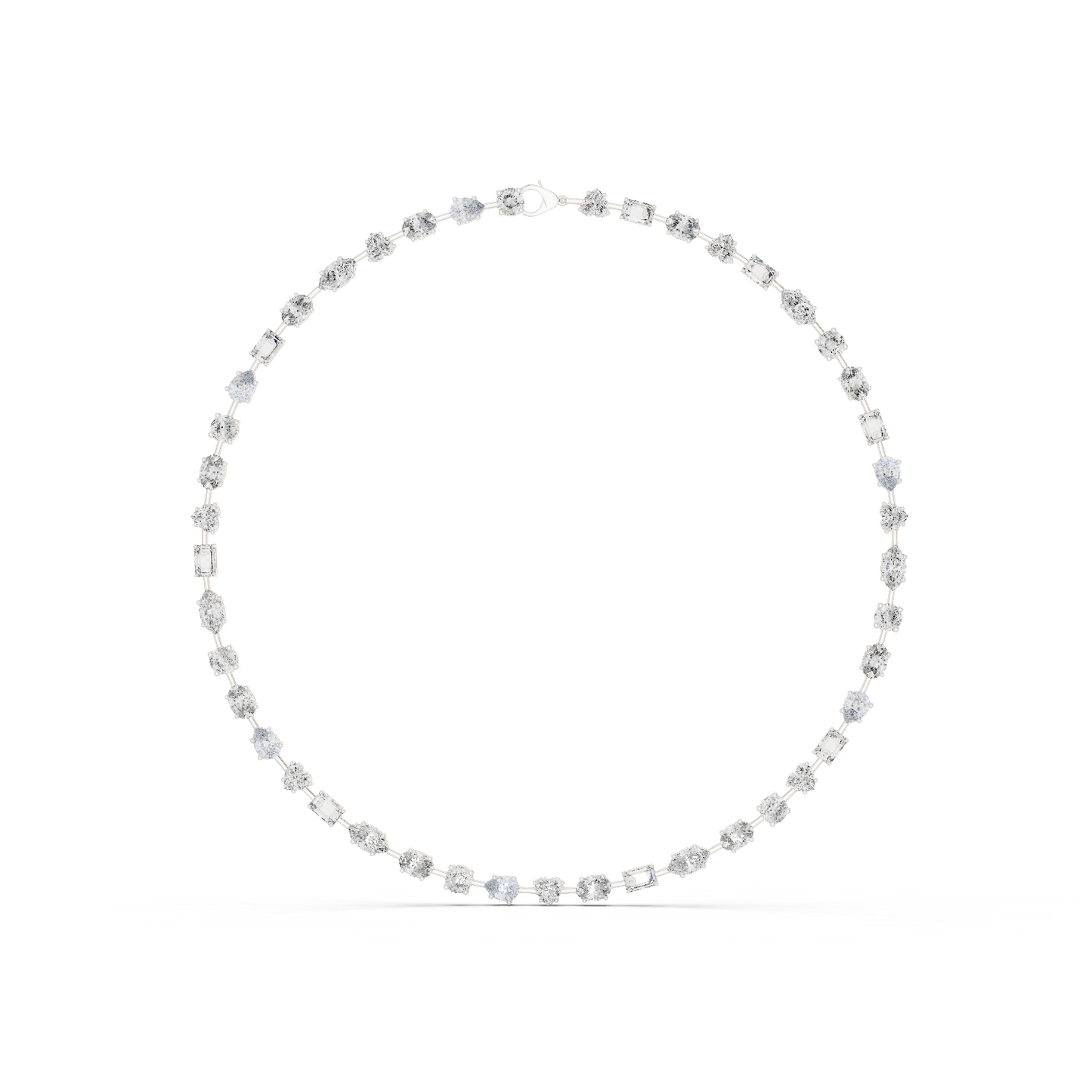 21.49ctw Solid Gold Multi-Cut Diamond Mixed Shape Tennis Choker Necklace
