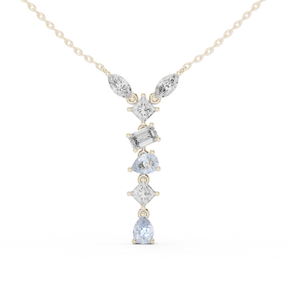 3.5CTW Multi-Shape Diamond Drop Y-Pendent in Yellow Gold