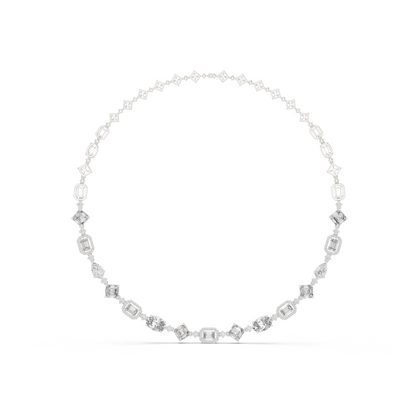18.78ctw Solid Gold Multi-Cut Mixed Shape Diamond Tennis Collar Necklace