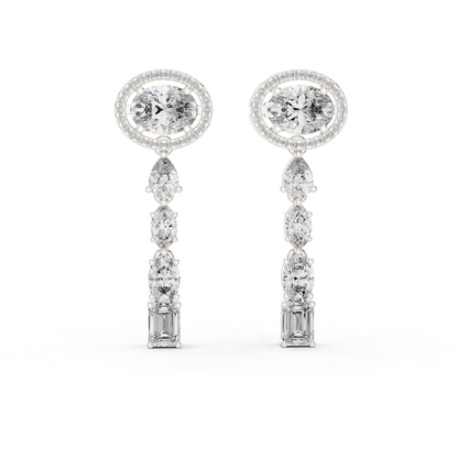 3.34ctw Mixed Shape Multi Diamond Linear Drop Earrings - Yellow Gold