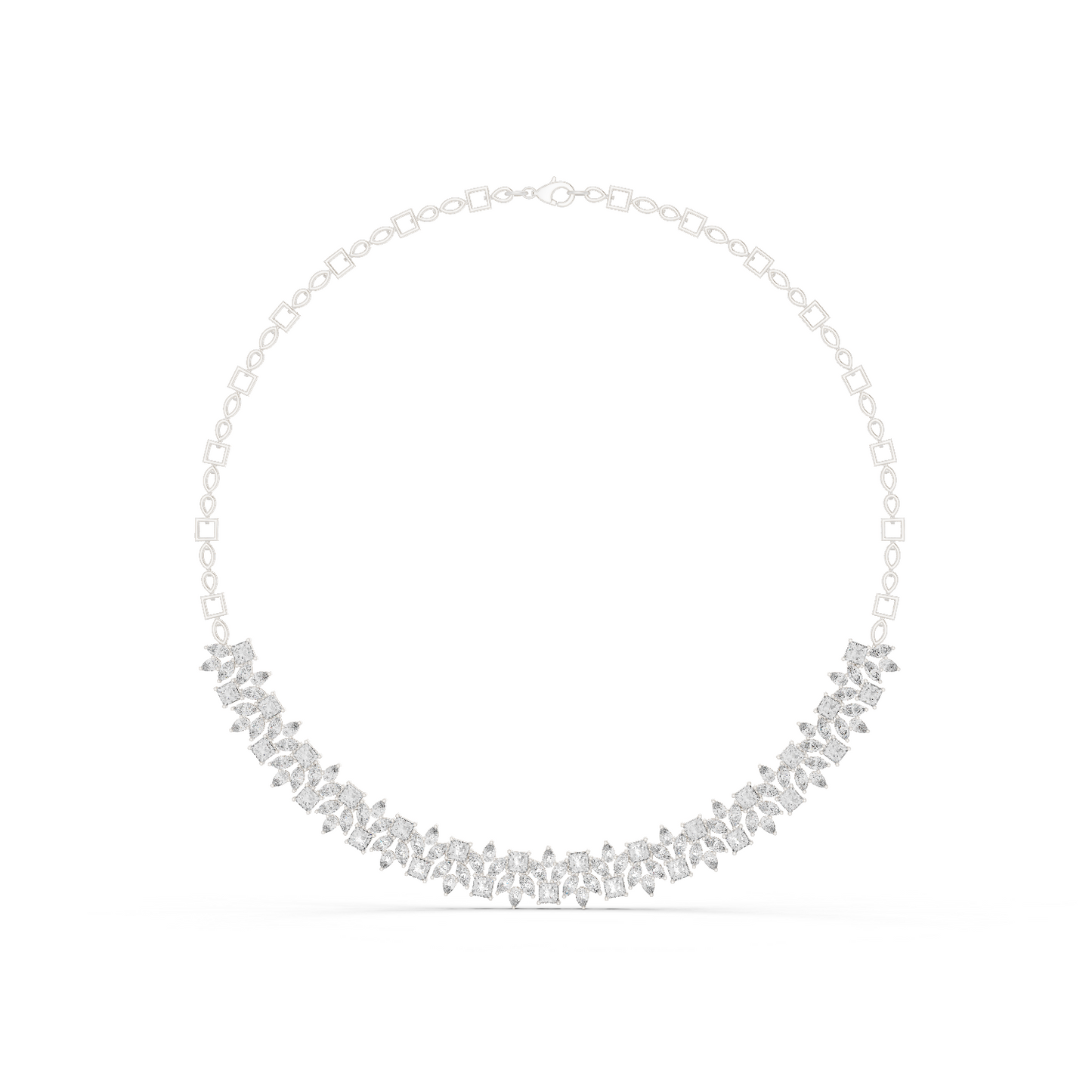 23.22ctw Solid Gold Multi-Cut Princess & Marquise Diamond Cluster Choker